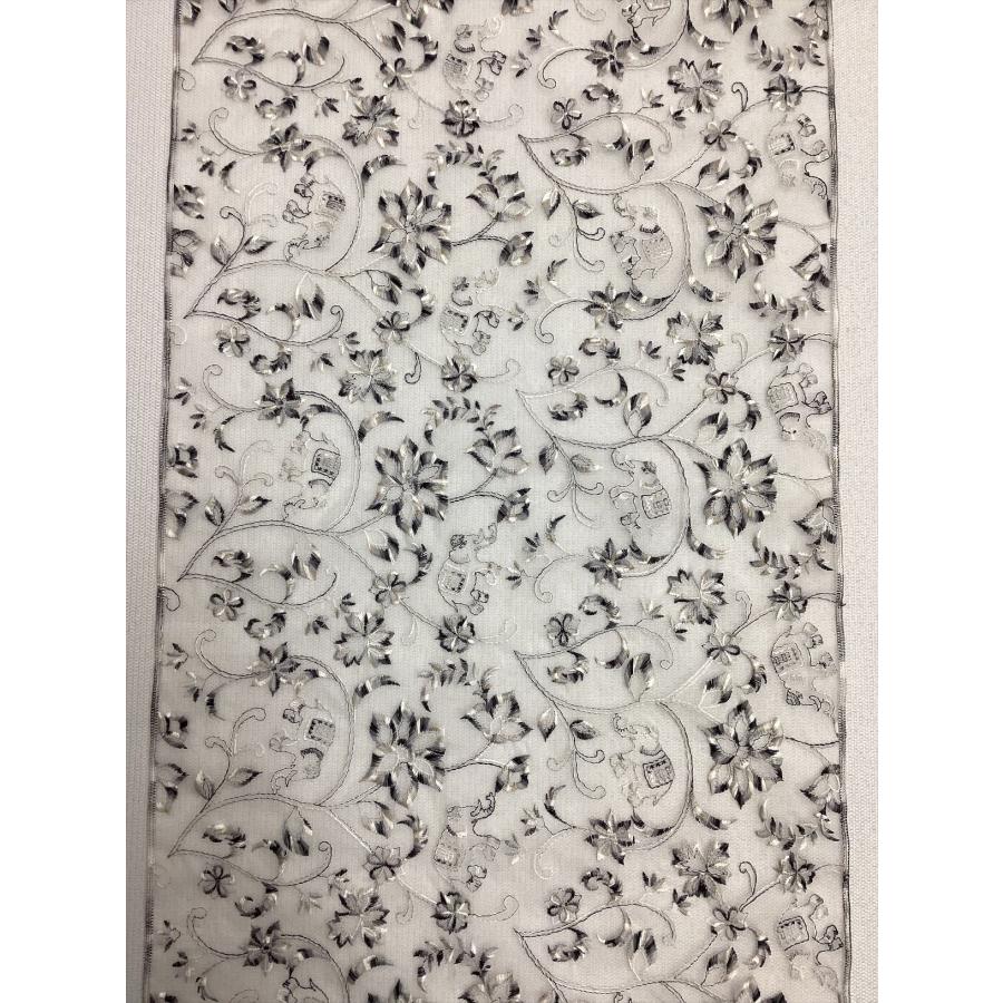 未仕立て品 夏 きもの反物 オーガンジー反物 岡重謹製 良好 中古 白 花