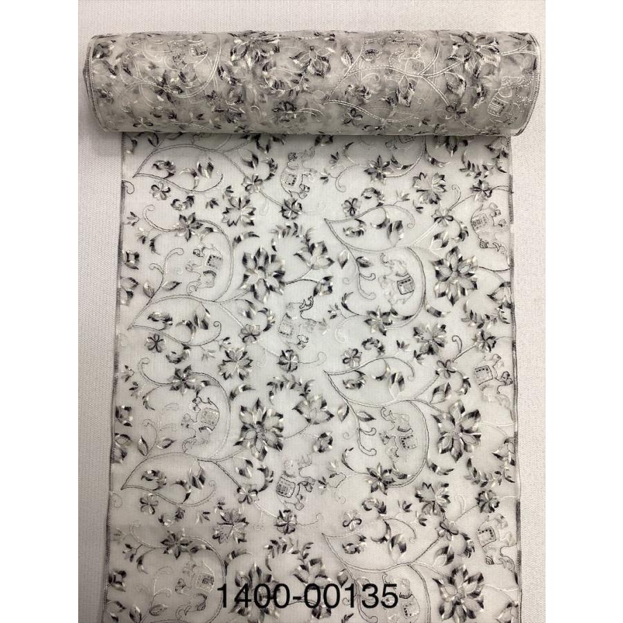 未仕立て品 夏 きもの反物 オーガンジー反物 岡重謹製 良好 中古 白 花