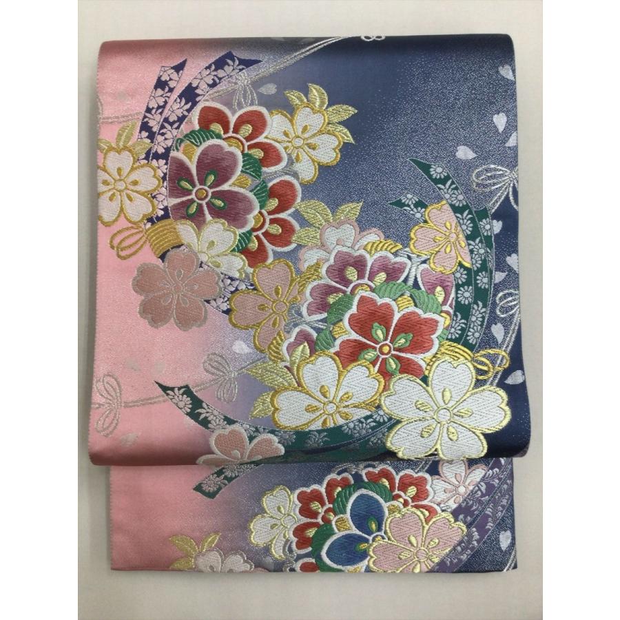 正絹振袖用袋帯リユース美品 振袖用袋帯 訳あり 成人式 帯 袋帯 中古 リサイクル 礼装 振袖 正絹