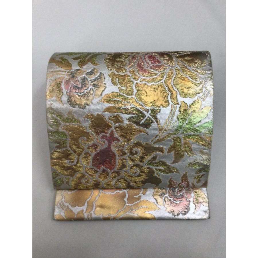 帯 袋帯 龍村平蔵謹製 花柄 金色 正絹 レディース 女性 着物 30代 40代  