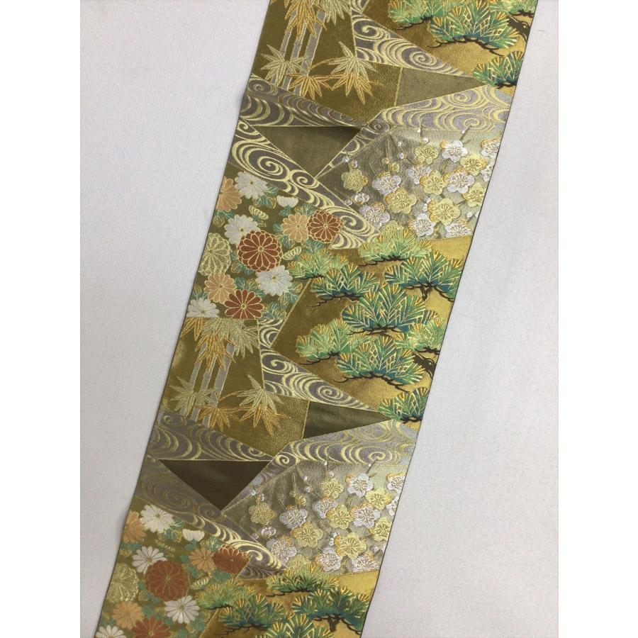 川島織物謹製 袋帯 帯 良品 正絹 中古 松竹梅 裂取り レディース 女性