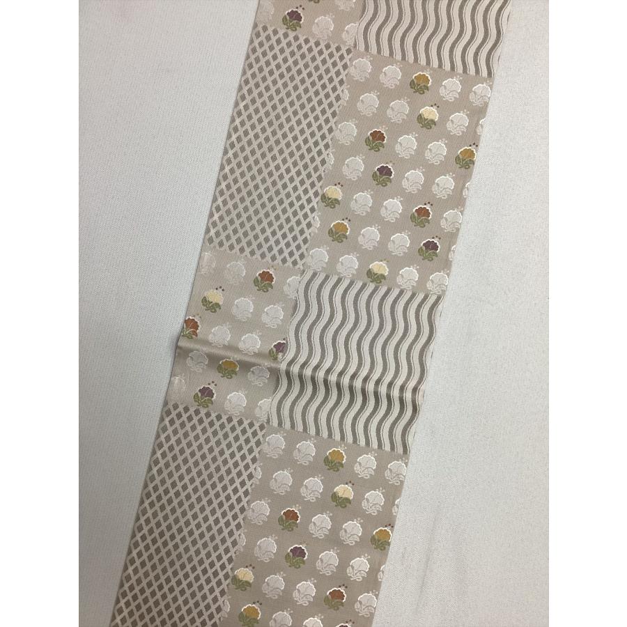 専用です。夏帯　よろけ 夏袋帯 夏帯 良品 正絹 菱格子 よろけ縞 花柄 灰色 レディース 女性
