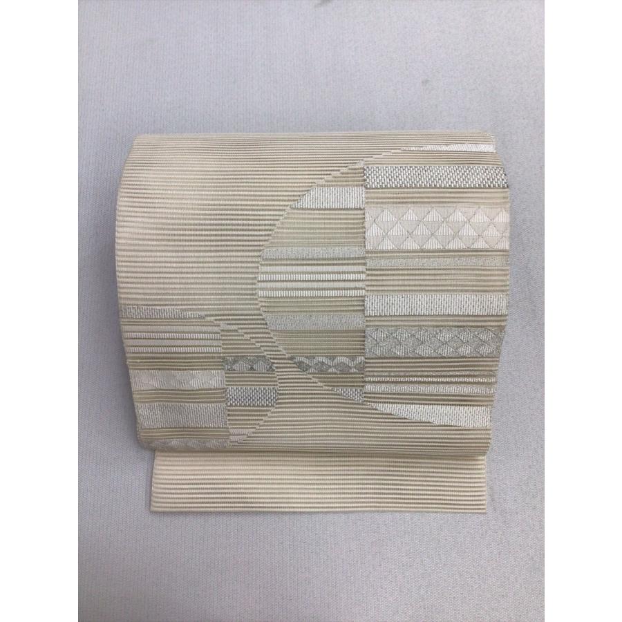 着物ー夏帯2 上質八寸名古屋帯　格子　【正絹】　銀糸【新品未使用品】【お買い得】 絽綴八寸名古屋帯 良品 中古 帯 夏帯 名古屋帯 正絹 レディース 女性