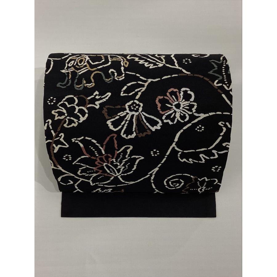 名古屋帯 帯 良品 花柄 象 唐草 中古 正絹 レディース 女性 着物 