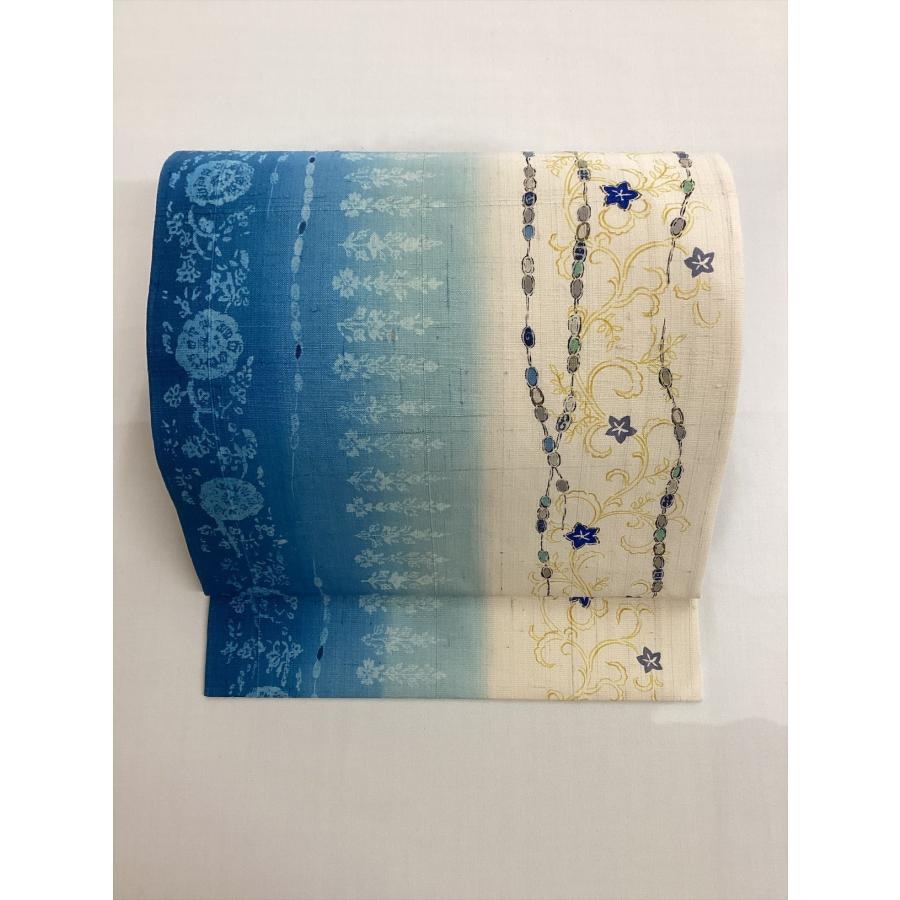 染め生紬名古屋帯 帯 良品 唐草 中古 正絹 レディース 女性 着物 