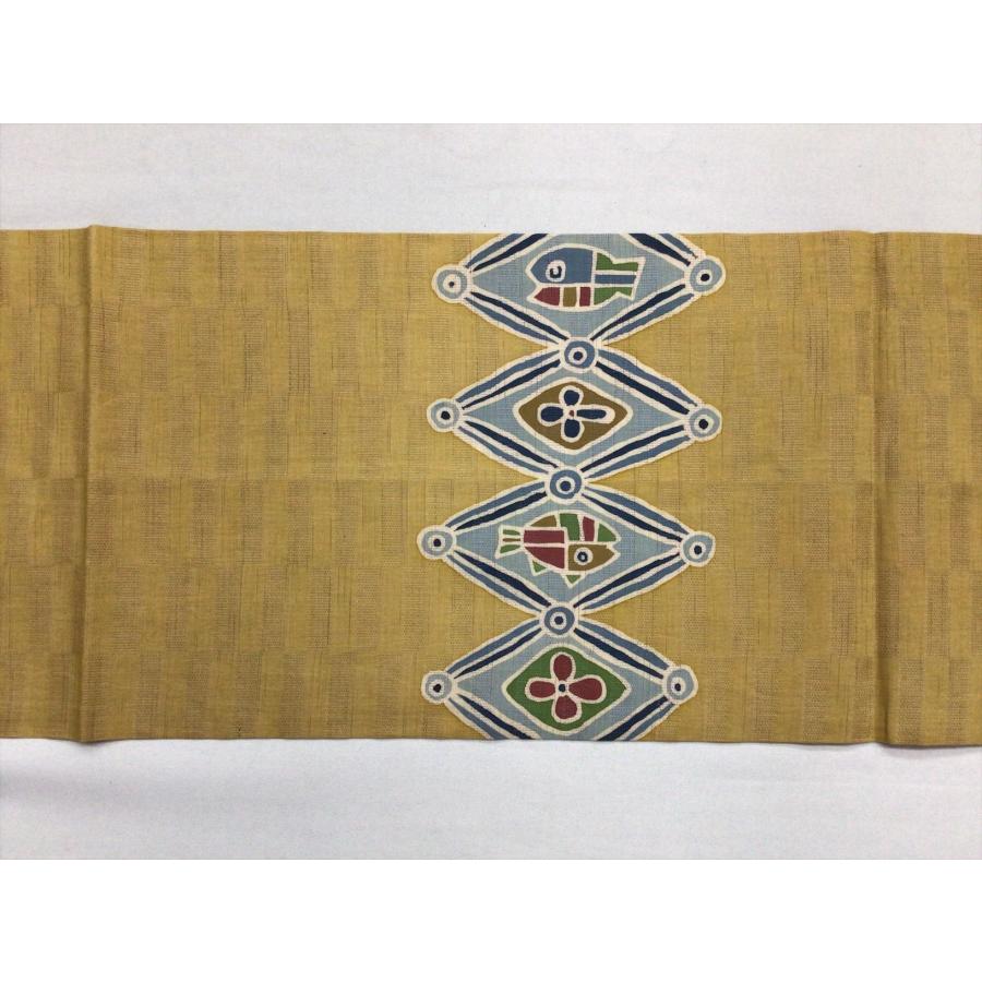 本麻 手描き染帯 名古屋帯 きもの白～はく～ ⁄ 手描き麻名古屋帯【