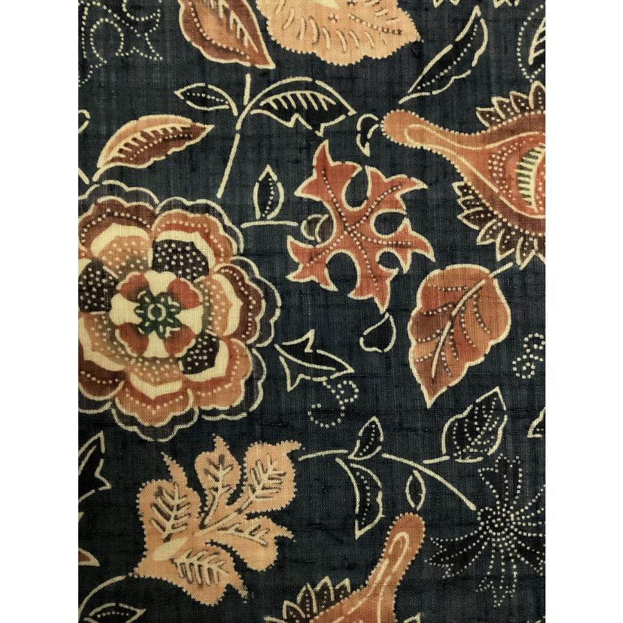 帯 夏物 名古屋帯 夏染め紬名古屋帯 更紗文様 正絹 良品 中古