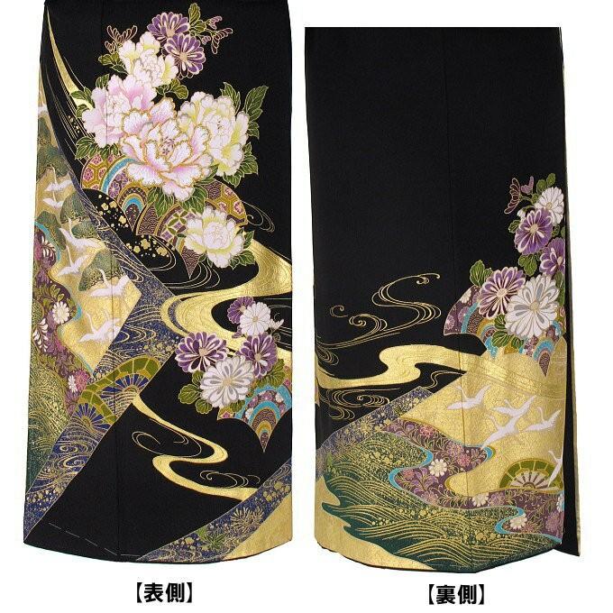 セール〉未使用 黒 訪問着 末広 花 金彩 正絹 箔 桂友 YUMI KATSURA（ユミカツラ） 桂由美 富貴重ね 黒留袖レンタル 1245