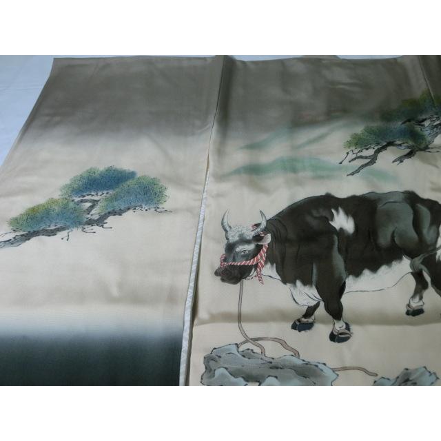 新品　0歳 5歳　男児　祝着　グレー　牛柄　七五三　手描　友禅の画像