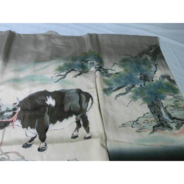 新品　0歳 5歳　男児　祝着　グレー　牛柄　七五三　手描　友禅の画像