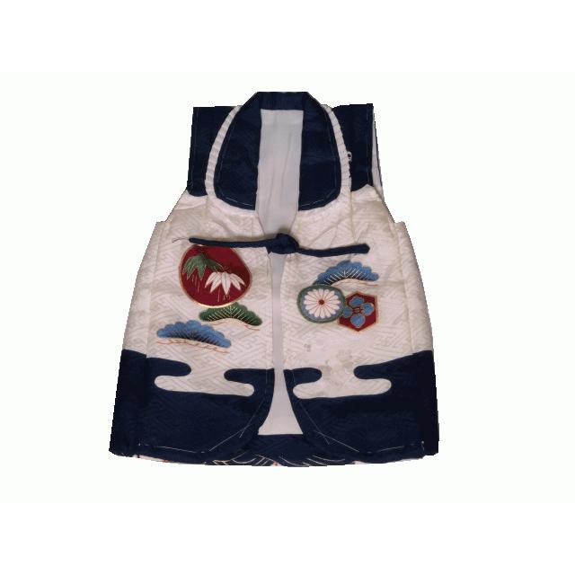 綿入り着物 綿入りベスト セット 3歳 男児 青 鷹 宝船 竹 松 七五三 お