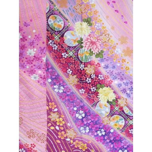 美品 十日町紬フルセット 正絹 ピンク 花柄 すぐ着れる 上品コーデ