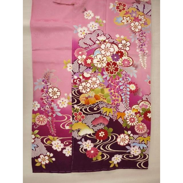 お買い得 0413 御仕立て上がり 正絹京友禅振袖 ピンク 四季草花 