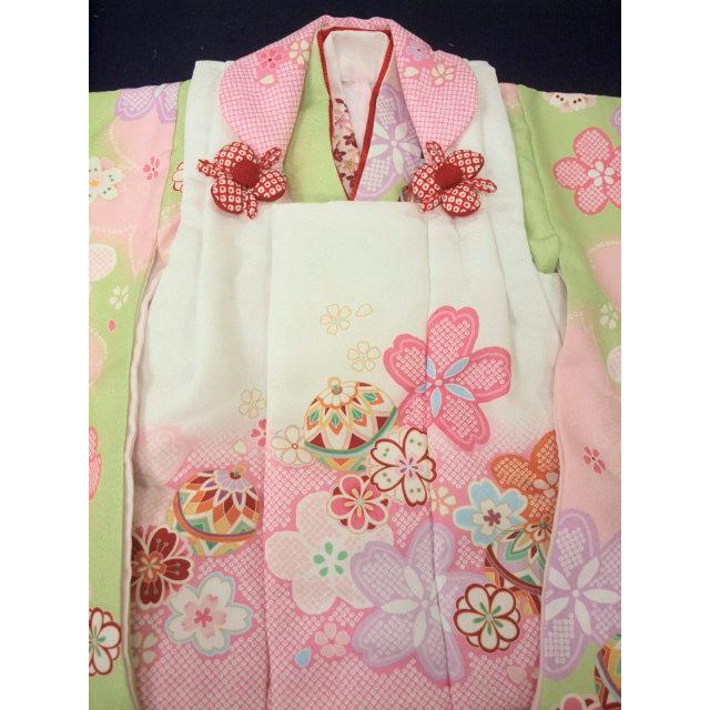 お値下げ！七五三 3歳 被布 七五三 大幅値下げ！ 三歳女児被布コート0493 8点セット 白/黄緑