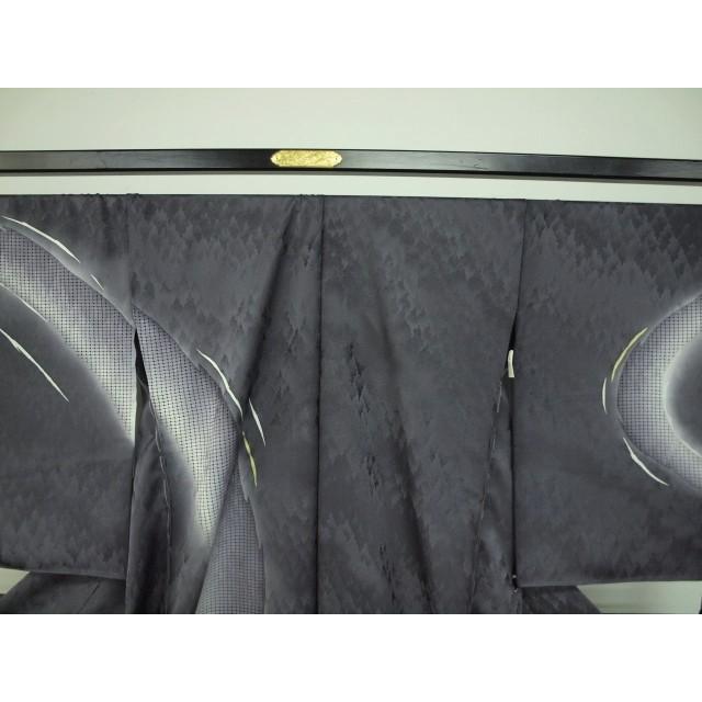 特選　お仕立て上がり　汕頭刺繍訪問着　濃グレー　カトレア　1341　＜手縫い＞の画像