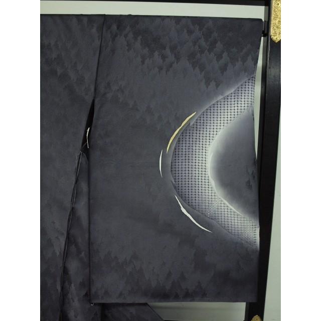 特選　お仕立て上がり　汕頭刺繍訪問着　濃グレー　カトレア　1341　＜手縫い＞の画像