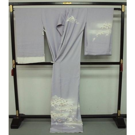 染の北川 訪問着 1368 薄藤鼠色 四季草花 未仕立て : きもの 遊着苑