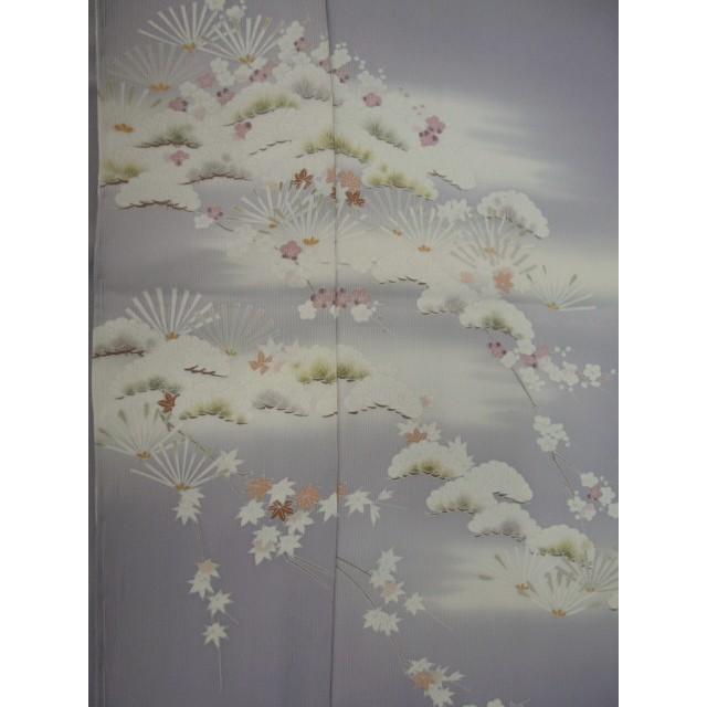 長尺　付下げ＊袷着物　藤鼠色 三日月ぼかしに野の花草　背紋有 正絹3SH20 染の北川 訪問着 1368 薄藤鼠色 四季草花 未仕立て : きもの 遊着苑
