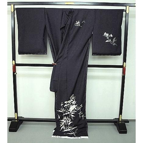 山口美術織物』刺繍訪問着 1424 錦繍御衣 青褐色 花 未仕立て : きもの