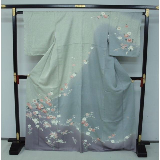 正絹袷訪問着　1495　湊鼠/柳鼠/紫鼠　四季草花　大幅値下げ　お仕立て上がり