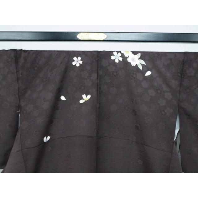 正絹袷訪問着　1521　紫茶系　桜柄　お仕立て上がりの画像