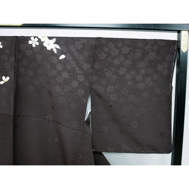 正絹袷訪問着　1521　紫茶系　桜柄　お仕立て上がりの画像