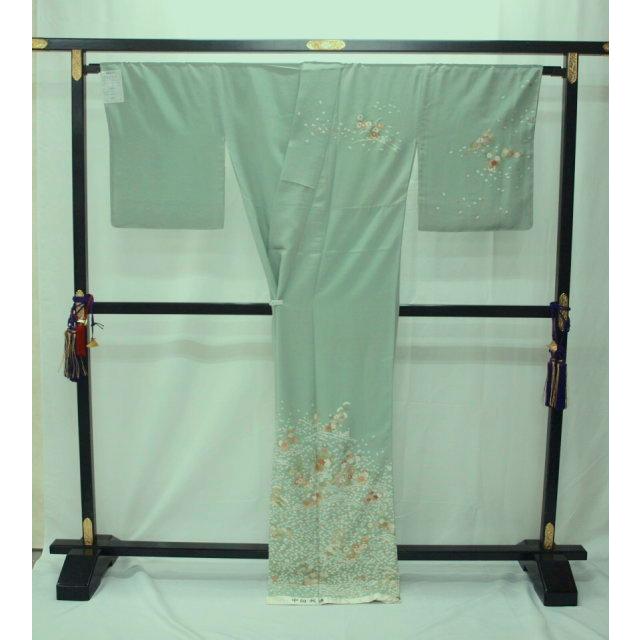 正絹袷訪問着 蘇州手刺繍 1529 薄青色系 四季草花 お仕立て上がり