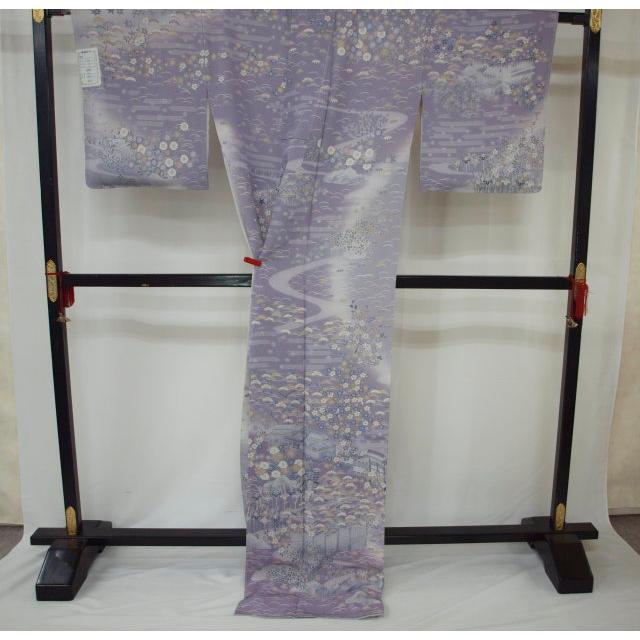 お仕立て上がり　1517　正絹手縫い訪問着 袷　薄鼠色　茶屋辻柄の画像