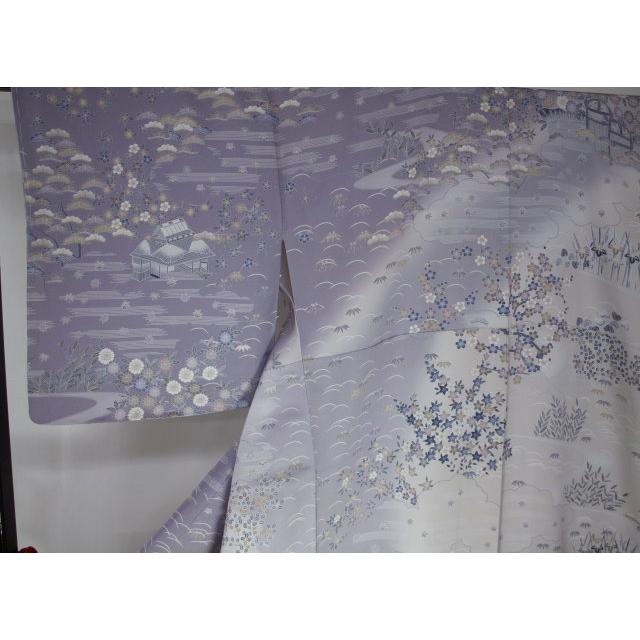 お仕立て上がり　1517　正絹手縫い訪問着 袷　薄鼠色　茶屋辻柄の画像