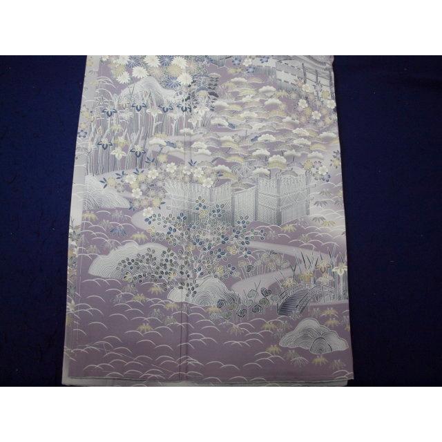 お仕立て上がり　1517　正絹手縫い訪問着 袷　薄鼠色　茶屋辻柄の画像