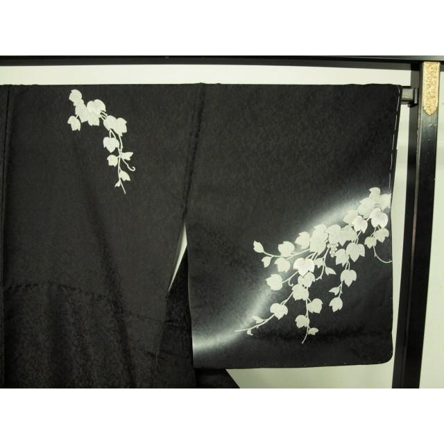 正絹袷訪問着　1440　黒　葡萄唐草　お仕立て上がりの画像