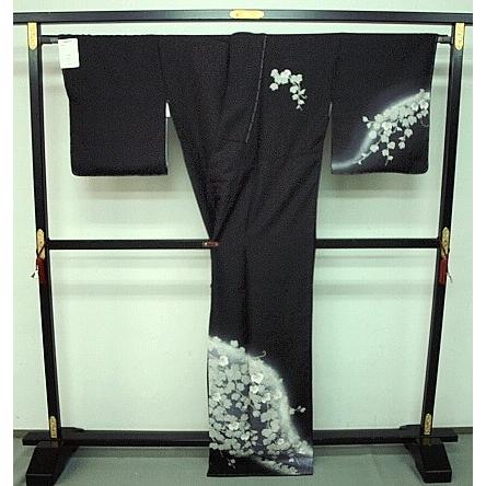 正絹袷訪問着　1440　黒　葡萄唐草　お仕立て上がりの画像