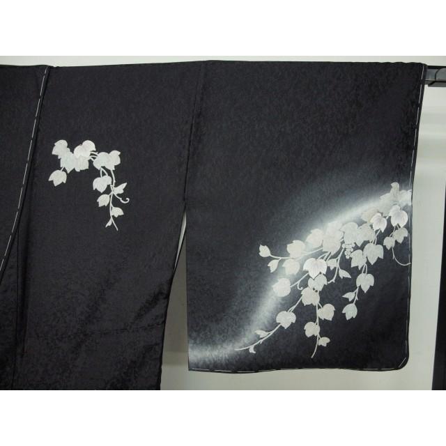 正絹袷訪問着　1440　黒　葡萄唐草　お仕立て上がりの画像