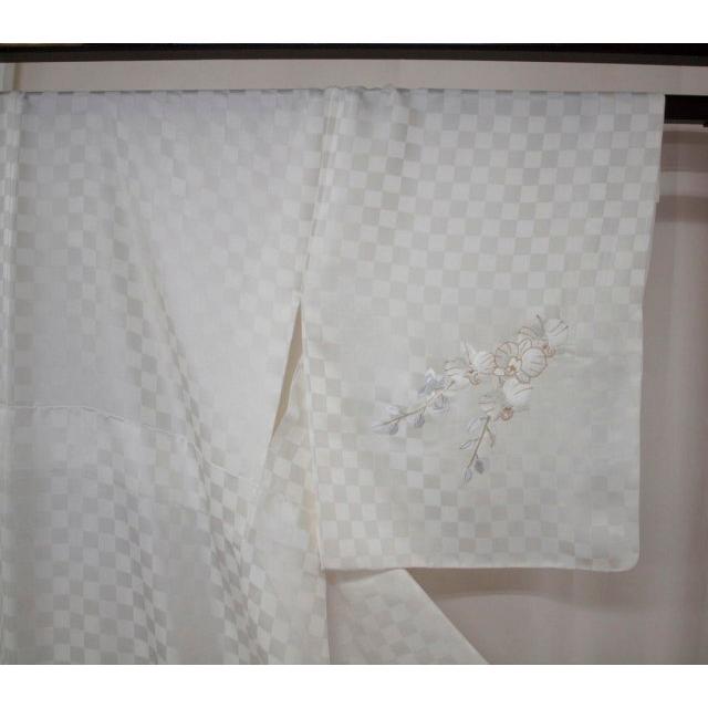 正絹袷刺繍訪問着　1556　白　胡蝶蘭　お仕立て上がりの画像