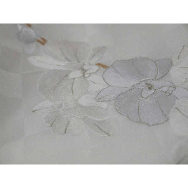 正絹袷刺繍訪問着　1556　白　胡蝶蘭　お仕立て上がりの画像