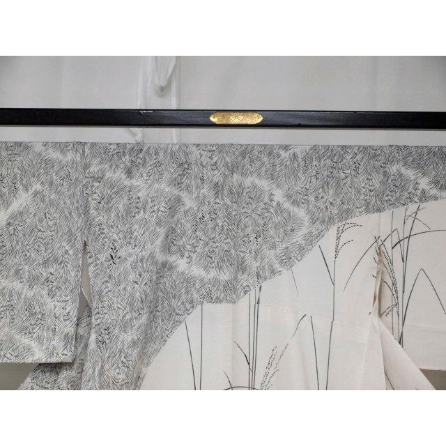 正絹袷訪問着　1564　白　ススキ　お仕立て上がりの画像
