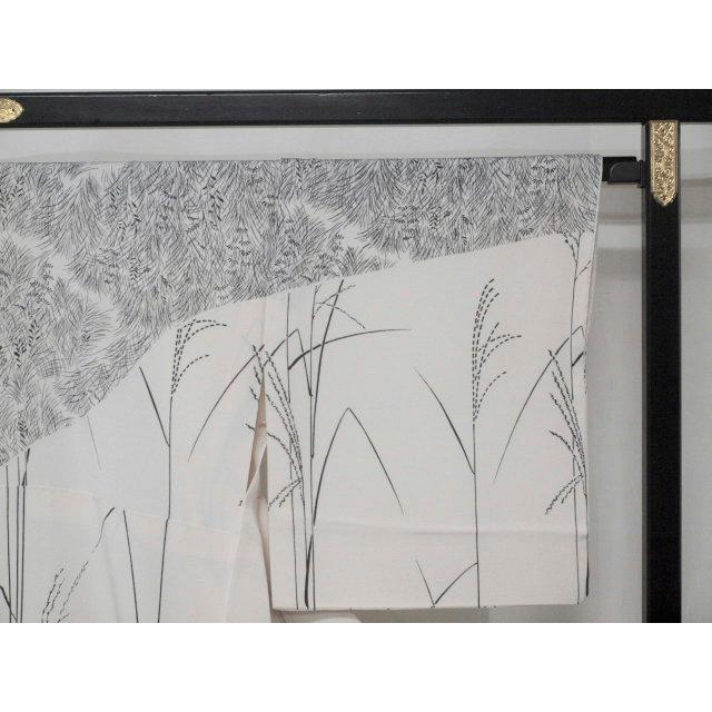 正絹袷訪問着　1564　白　ススキ　お仕立て上がりの画像