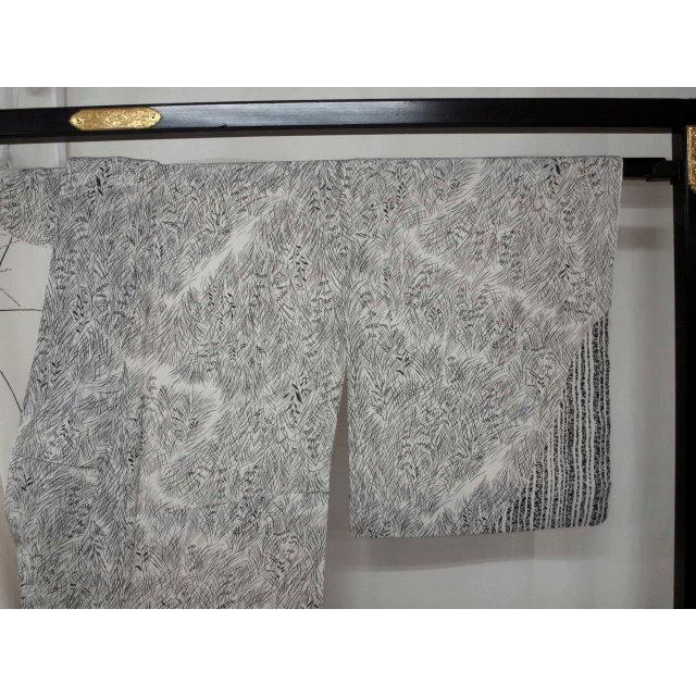 正絹袷訪問着　1564　白　ススキ　お仕立て上がりの画像
