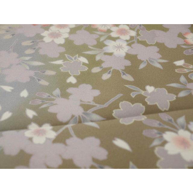 お仕立て上がり　1573　正絹　袷訪問着　香色　桜の画像