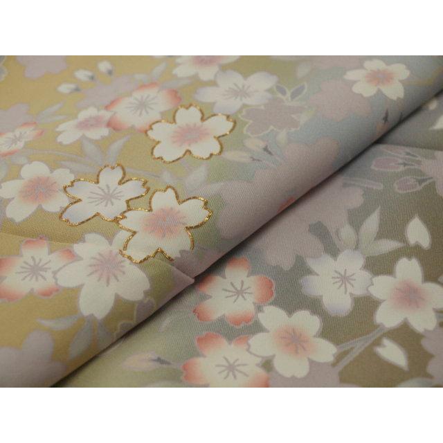 お仕立て上がり　1573　正絹　袷訪問着　香色　桜の画像