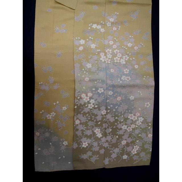 お仕立て上がり　1573　正絹　袷訪問着　香色　桜の画像