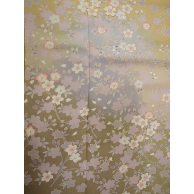 お仕立て上がり　1573　正絹　袷訪問着　香色　桜の画像