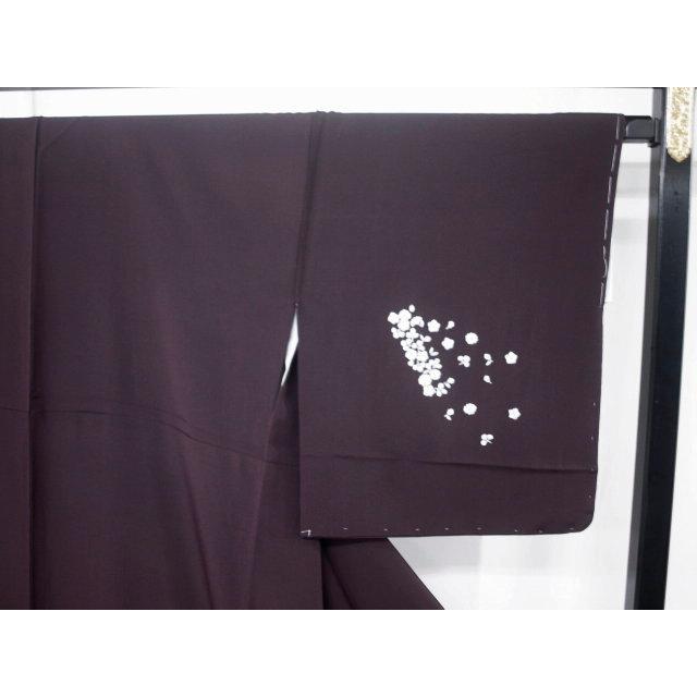 Ｓ大きいサイズお仕立上り正絹たたき染訪問着　渋い金茶色　刺繍入り　縮緬生地　裄長 リサイクル着物】訪問着 正絹 Sランク 袷 身丈159cm 裄丈67cm 梅谷渋色