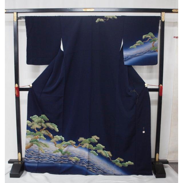 正絹袷訪問着 1623 紺 松 お仕立て上がり お祝いの席に！ 超特 