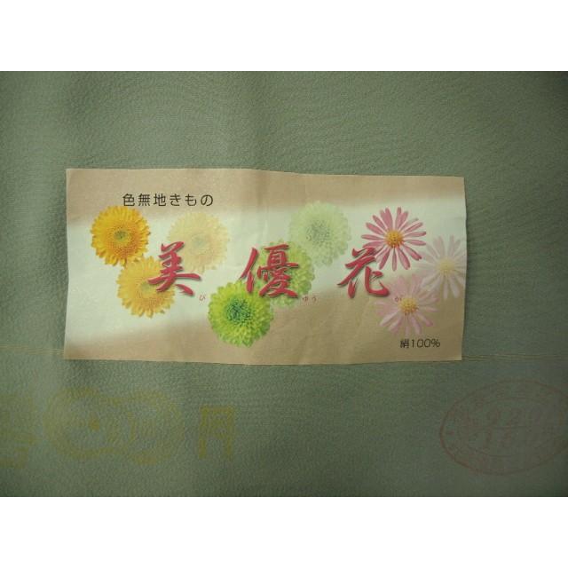 逸品◇未使用!正絹◇色無地◎162cm一つ紋(丸に隅立て四つ目)袷 深川鼠 色無地 袷 幾何学模様 中輪に抱き沢潟紋入り 身丈162cm