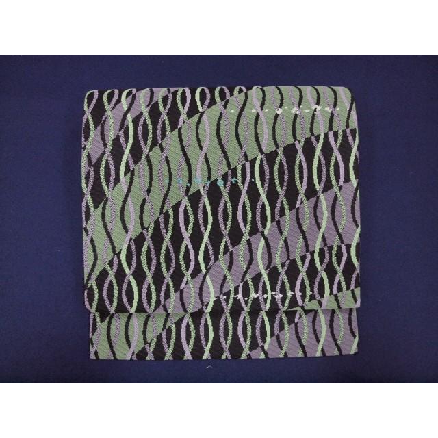 正絹西陣織結晶文様八寸名古屋帯お仕立て上がり 御仕立て上がり 0733 正絹西陣名古屋帯 黄緑 紫 立涌く : きもの 遊着