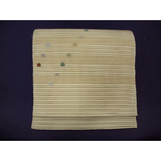 お仕立て上がり 1881 正絹絽つづれ八寸 かがり名古屋帯 ベージュ 夏物 
