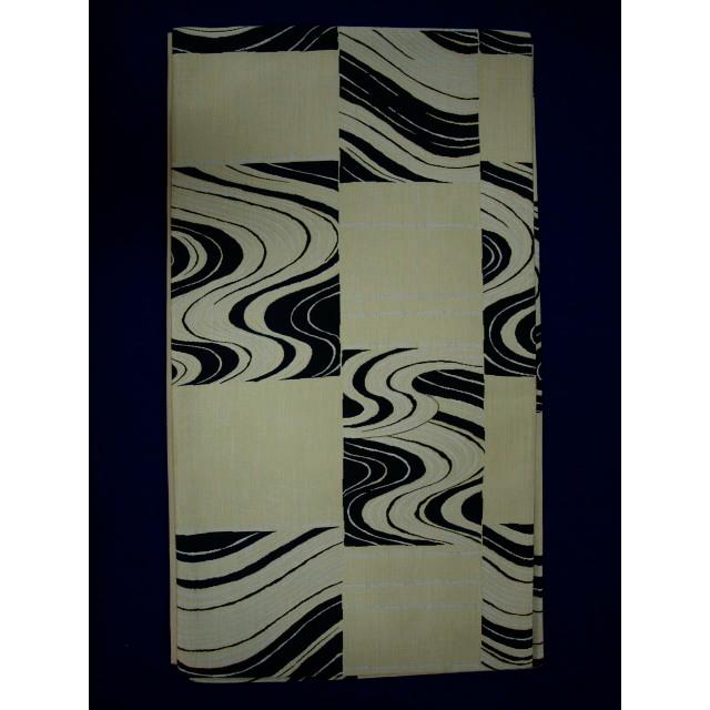 大幅値下げ 0890 御仕立て上がり 西陣正絹袋帯 ベージュ地 市松 水模様  