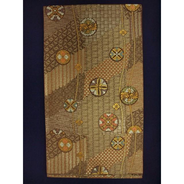 大幅値下げ 0992 御仕立て上がり 西陣織袋帯 茶色 有職文様 : ob0992 