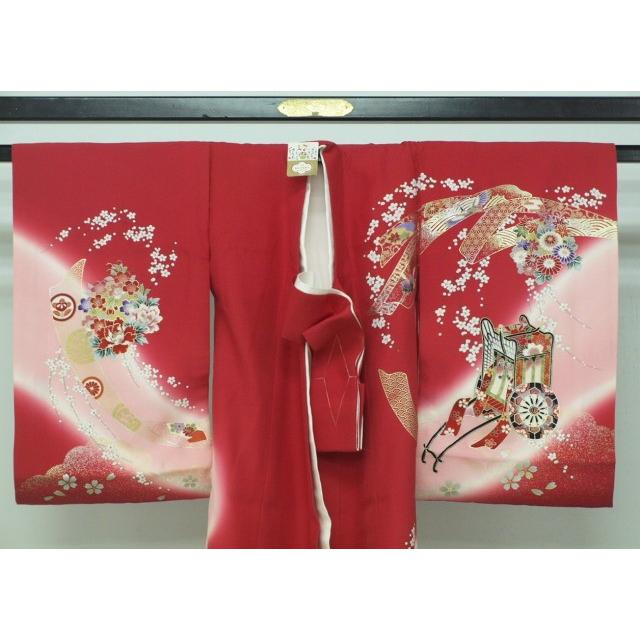 最終値下げ‼️【新品】お宮参り 正絹　赤色　女の子　七五三 お宮参り 着物 女の子 正絹 祝着 初着 産着 のしめ 新品 j1013 お